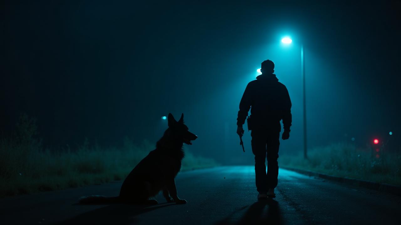 Maître-chien en ronde de nuit